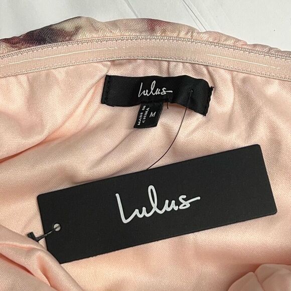 Lulus Jayleen Light Pink Floral Mesh One-Shoulder Midi Dress Size M NWT - Picture 11 of 13